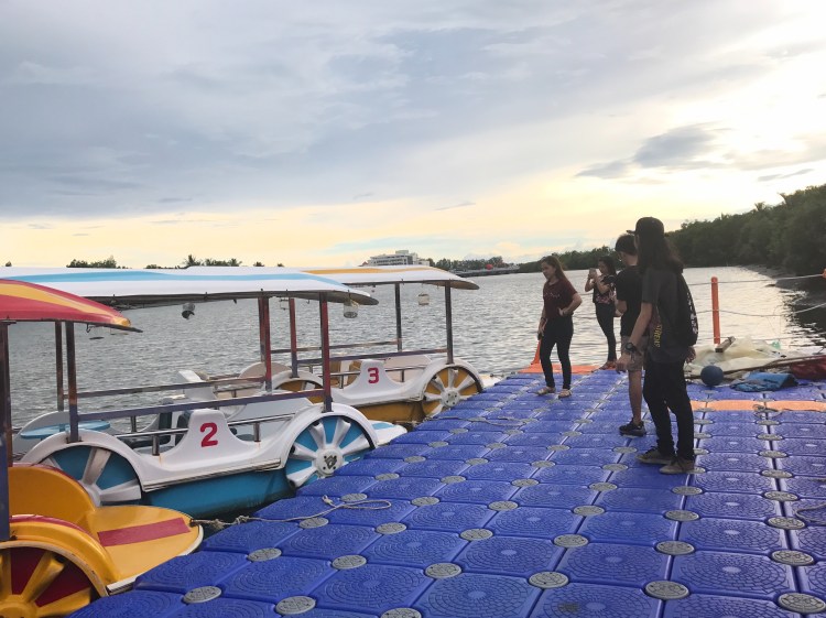 The paddleboats on the shore of the Iloilo River located at the Iloilo River Esplanade | photo by Shane